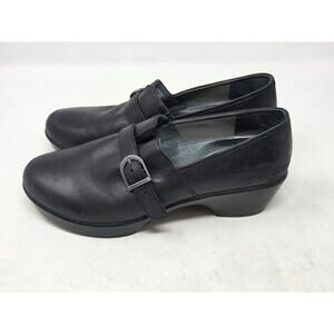Dansko Tamara Black Un-Oiled Leather Mule Clog Size EU 39 US 8.5 / 9